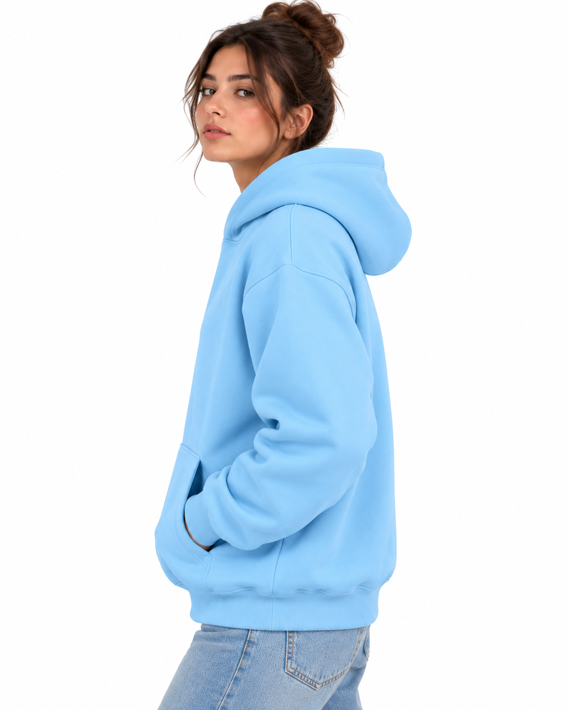 Luvu Woman Fleece Drop Shoulder Pullover Hoodie